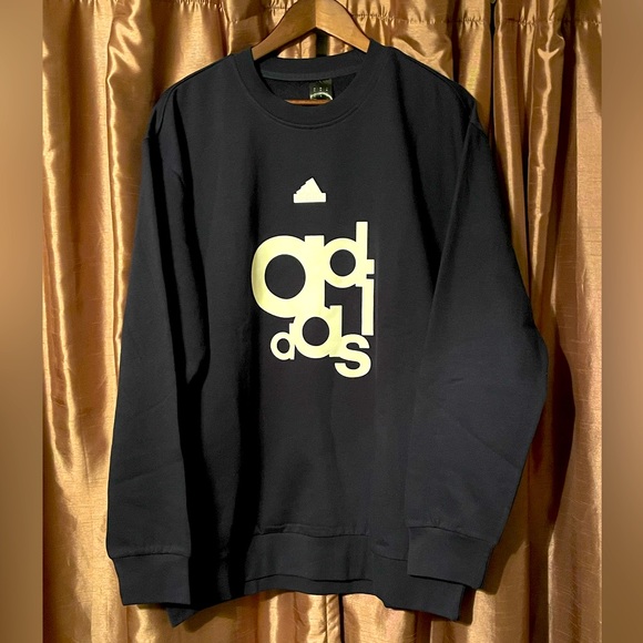NWT• ADIDAS Big Logo Crew Neck Long Sleeve Sweatshirt.”Legend Ink” Blue, Size:XL - Picture 7 of 11